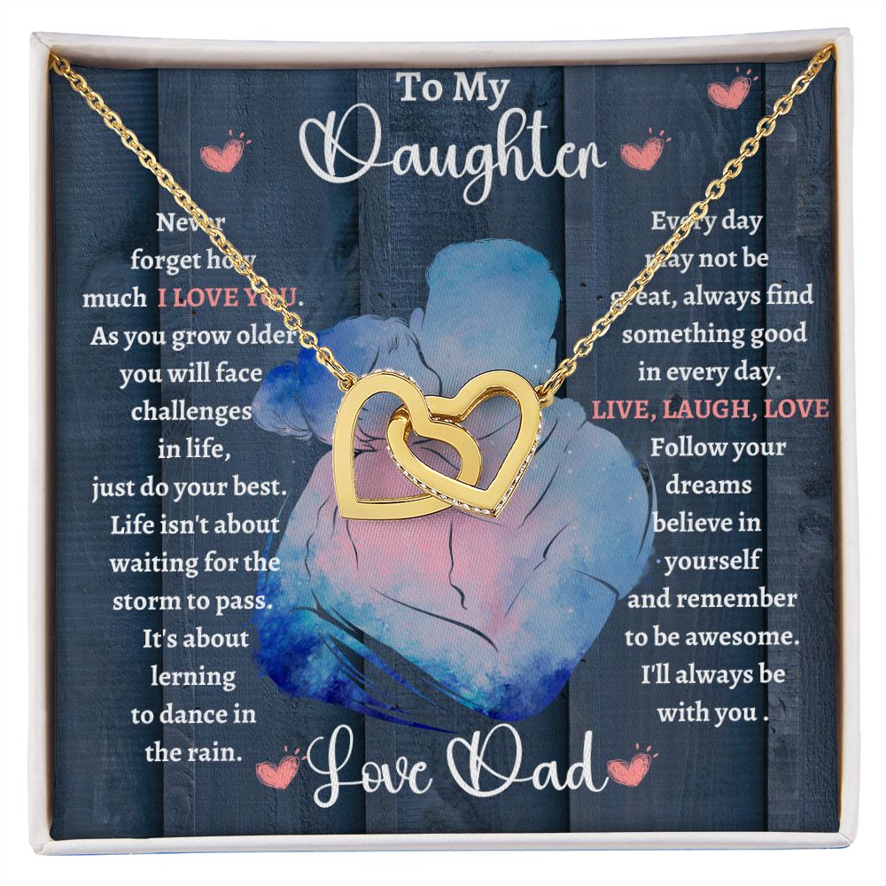 Dad Daughter Hug/ Interlocking Hearts Necklace