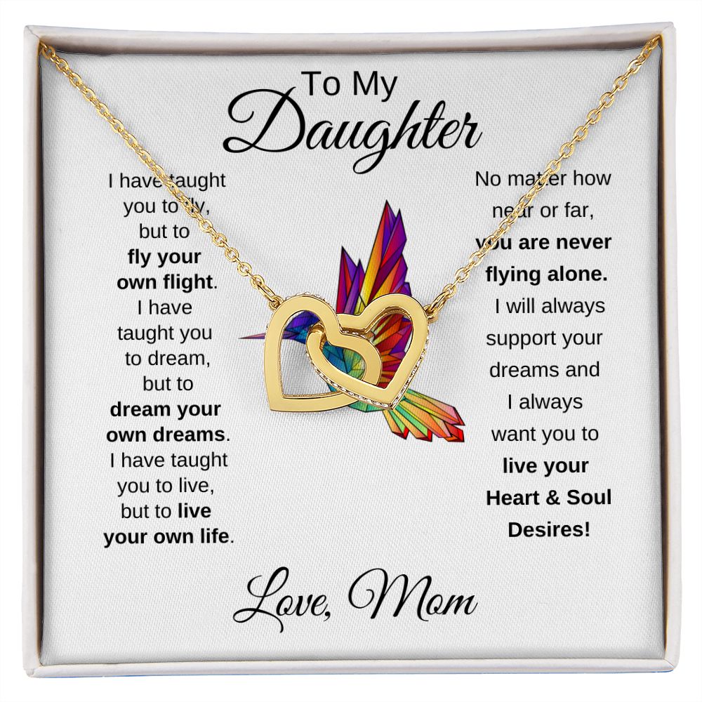 Daughter Hummingbird Soul Desires Interlocking Heart Necklace