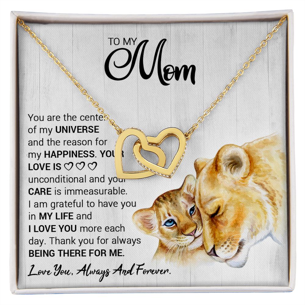 Mom Lioness Universe Interlocking Hearts Necklace