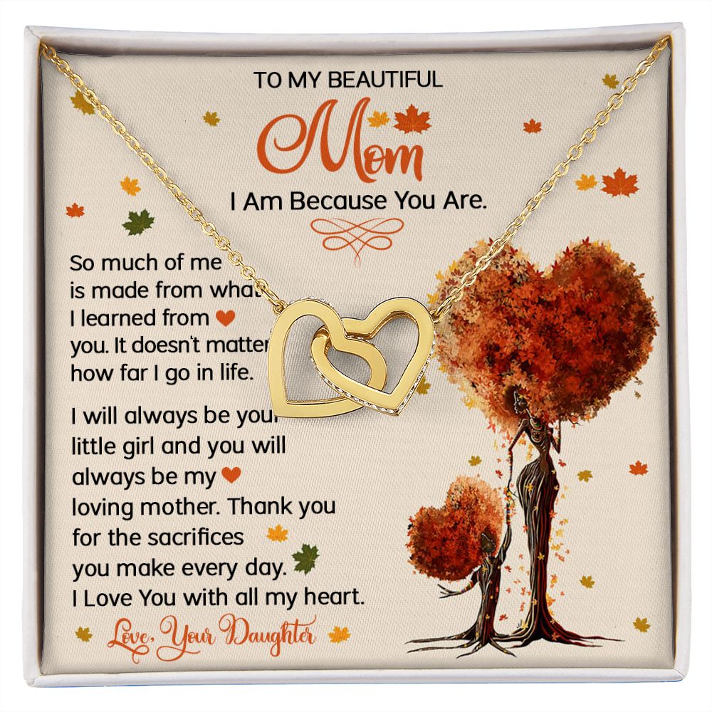 Mom Daughter I AM Interlocking Hearts Necklace