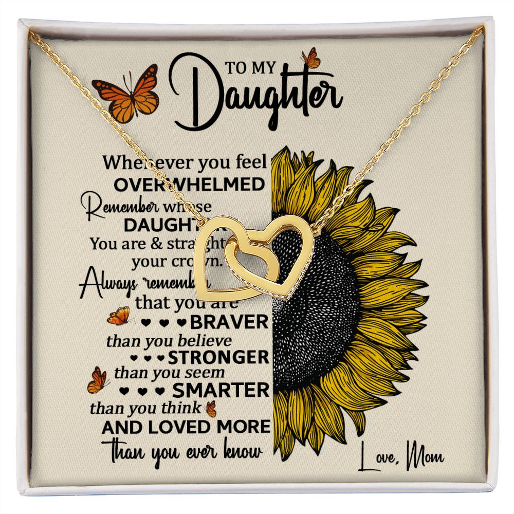 Daughter Sunflower Remember Interlocking Hearts Necklace