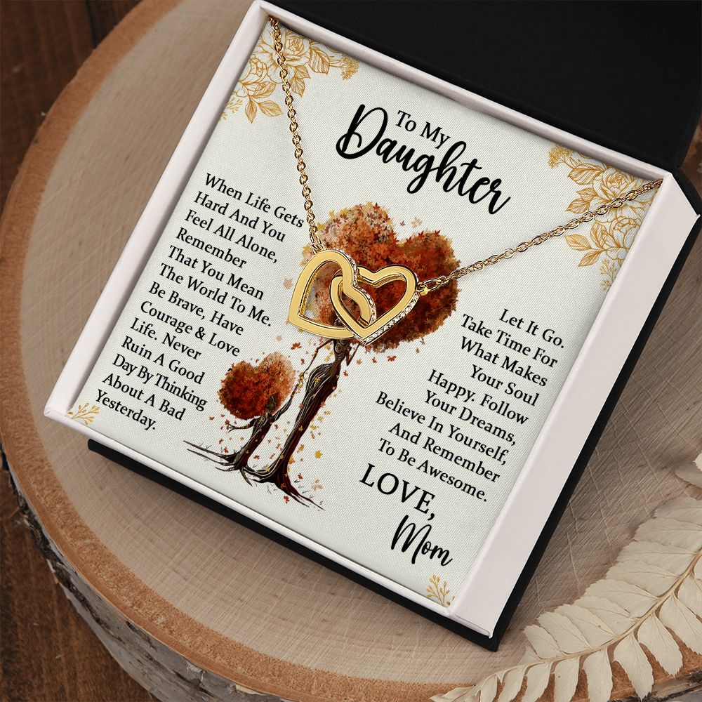 Daughter Be Awesome Interlocking Hearts Necklace