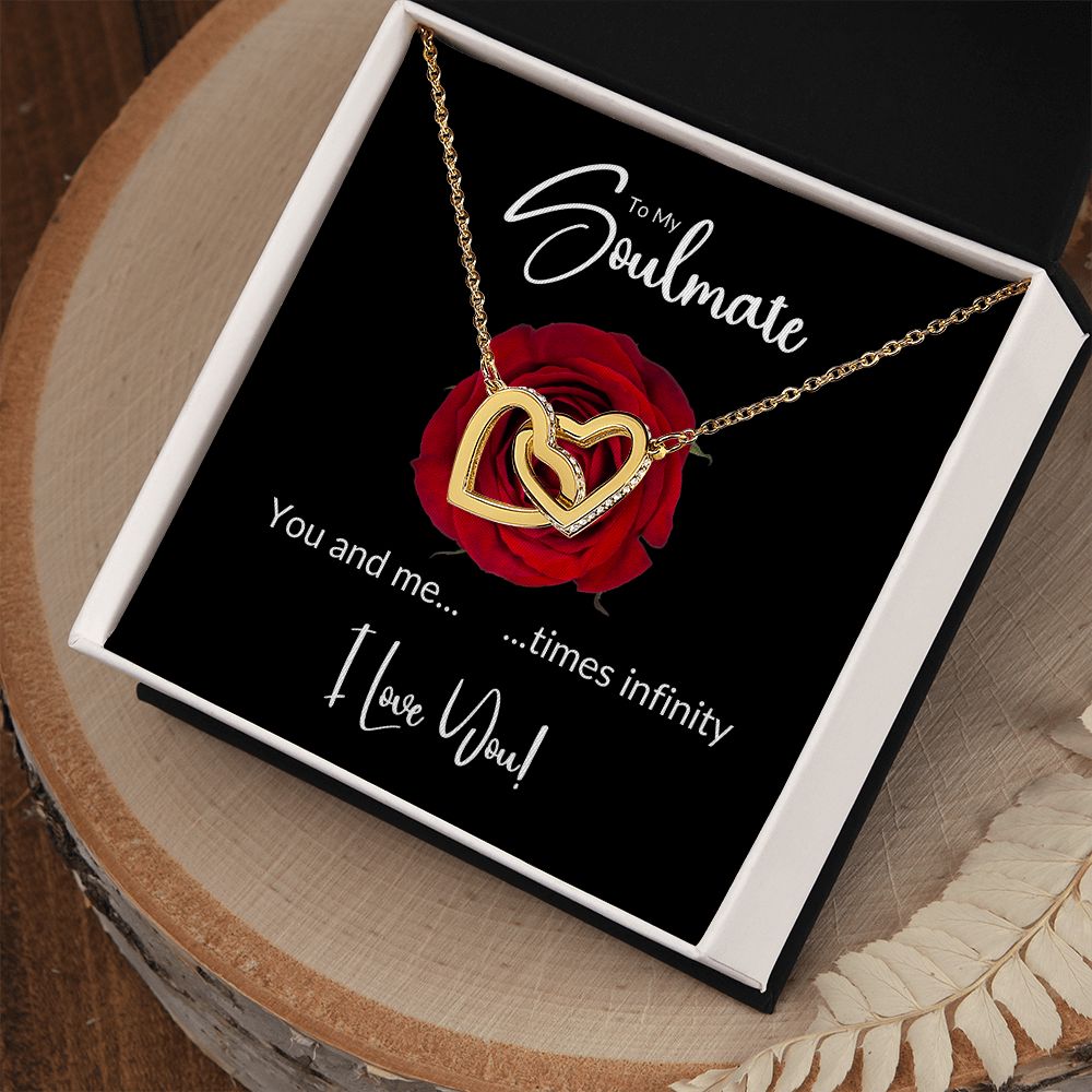 Soulmate Red Rose Infinity Interlocking Hearts Necklace