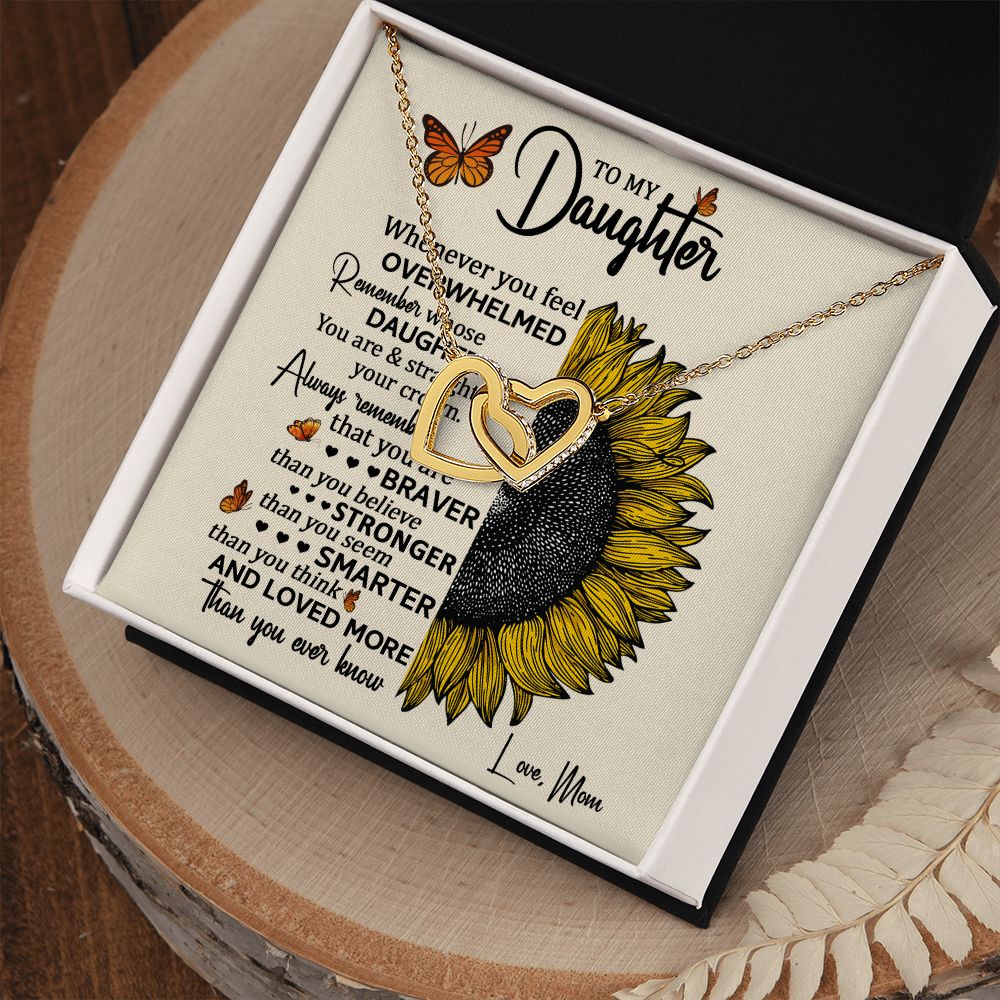 Daughter Sunflower Remember Interlocking Hearts Necklace
