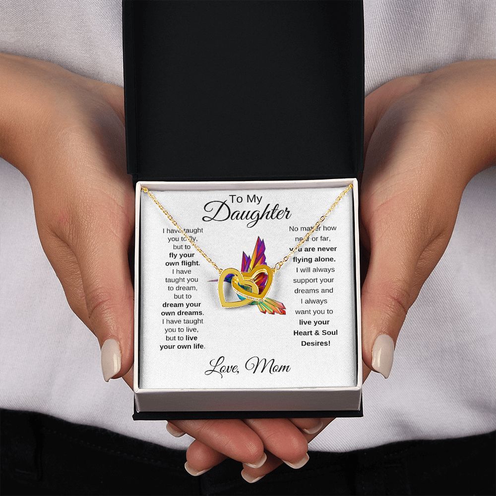 Daughter Hummingbird Soul Desires Interlocking Heart Necklace