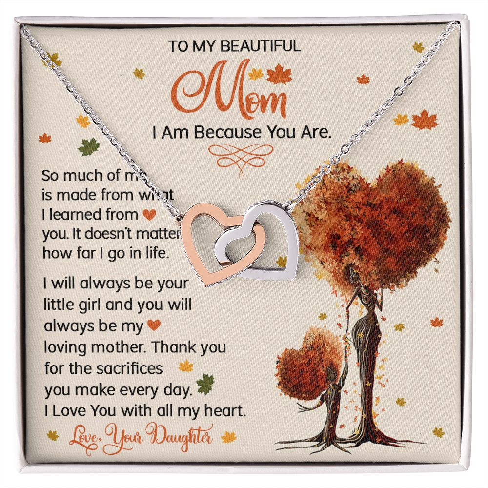 Mom Daughter I AM Interlocking Hearts Necklace