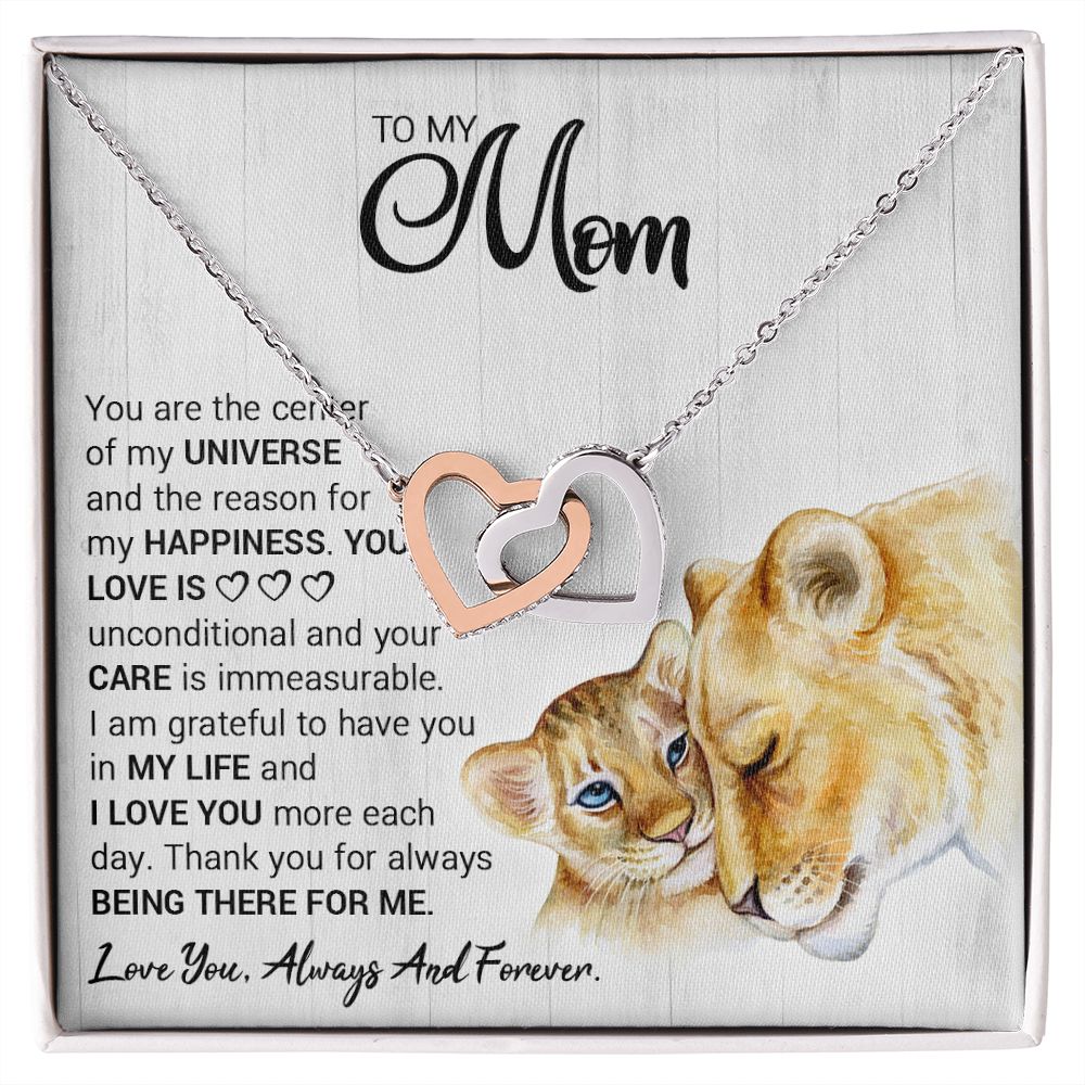 Mom Lioness Universe Interlocking Hearts Necklace