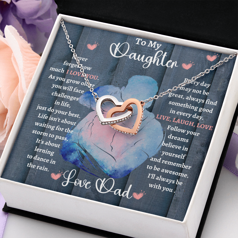 Dad Daughter Hug/ Interlocking Hearts Necklace