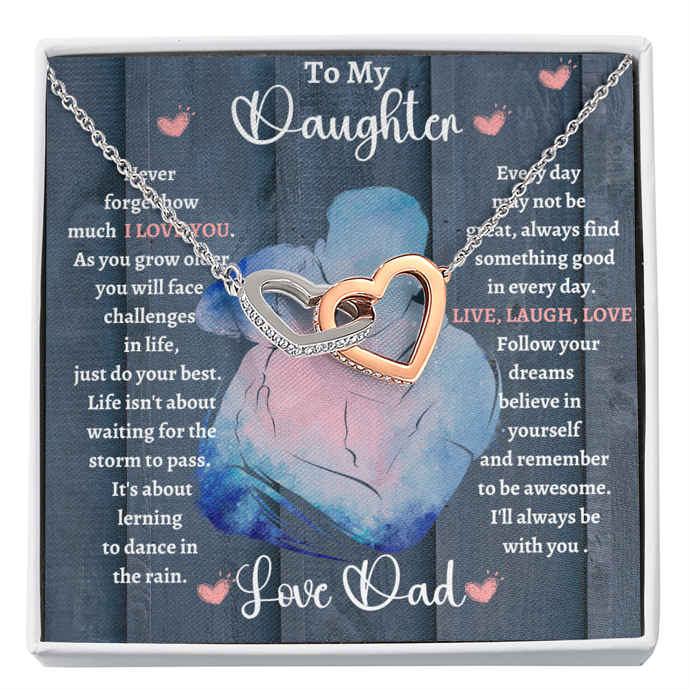 Dad Daughter Hug/ Interlocking Hearts Necklace