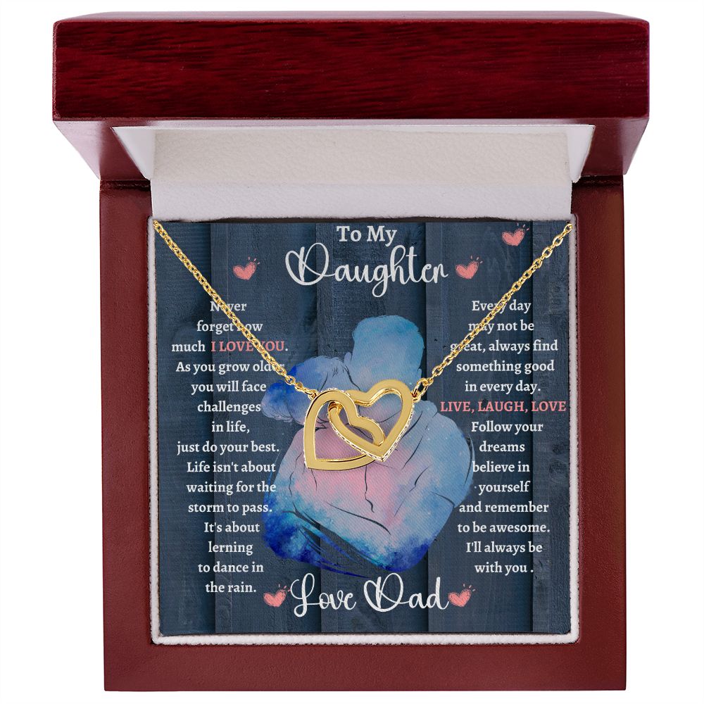 Dad Daughter Hug/ Interlocking Hearts Necklace