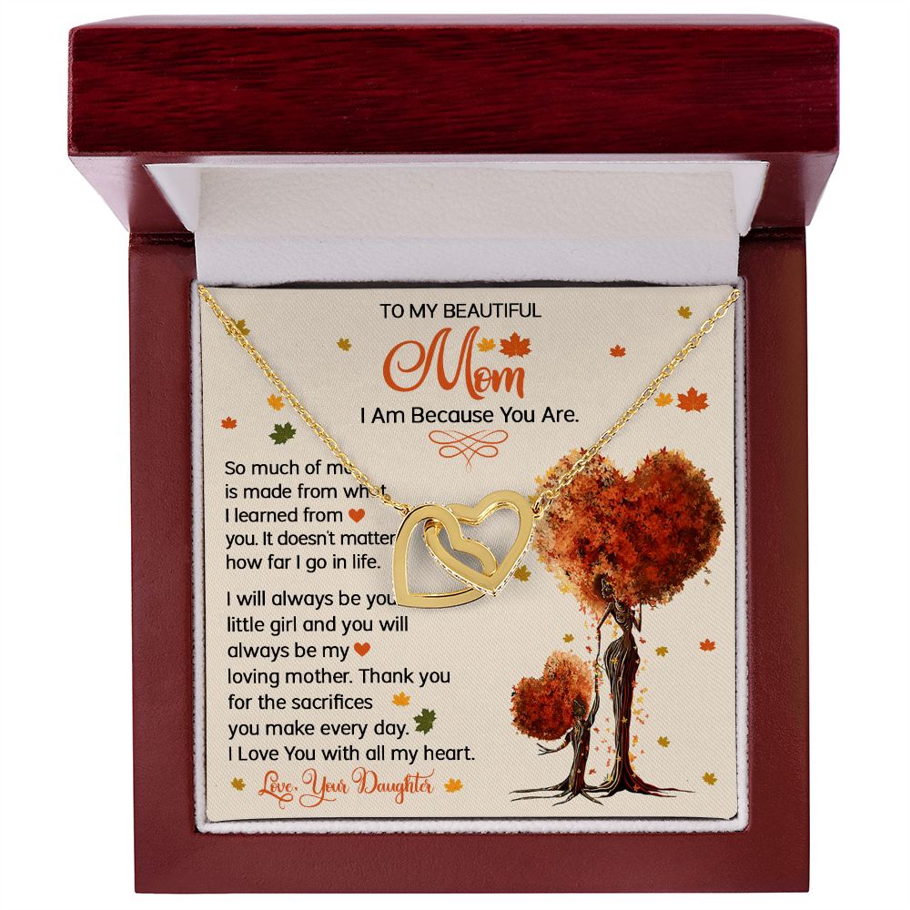 Mom Daughter I AM Interlocking Hearts Necklace