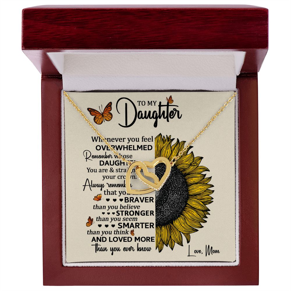 Daughter Sunflower Remember Interlocking Hearts Necklace