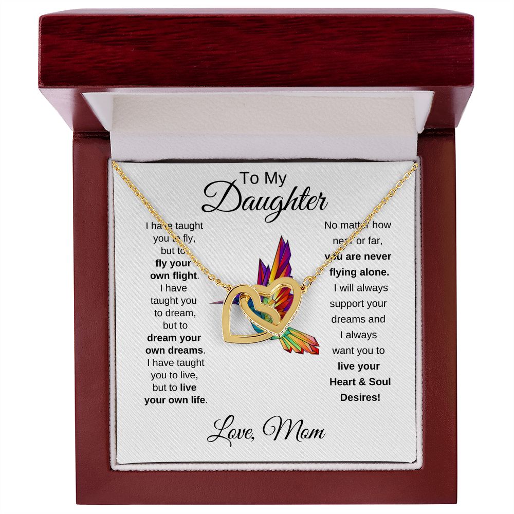 Daughter Hummingbird Soul Desires Interlocking Heart Necklace