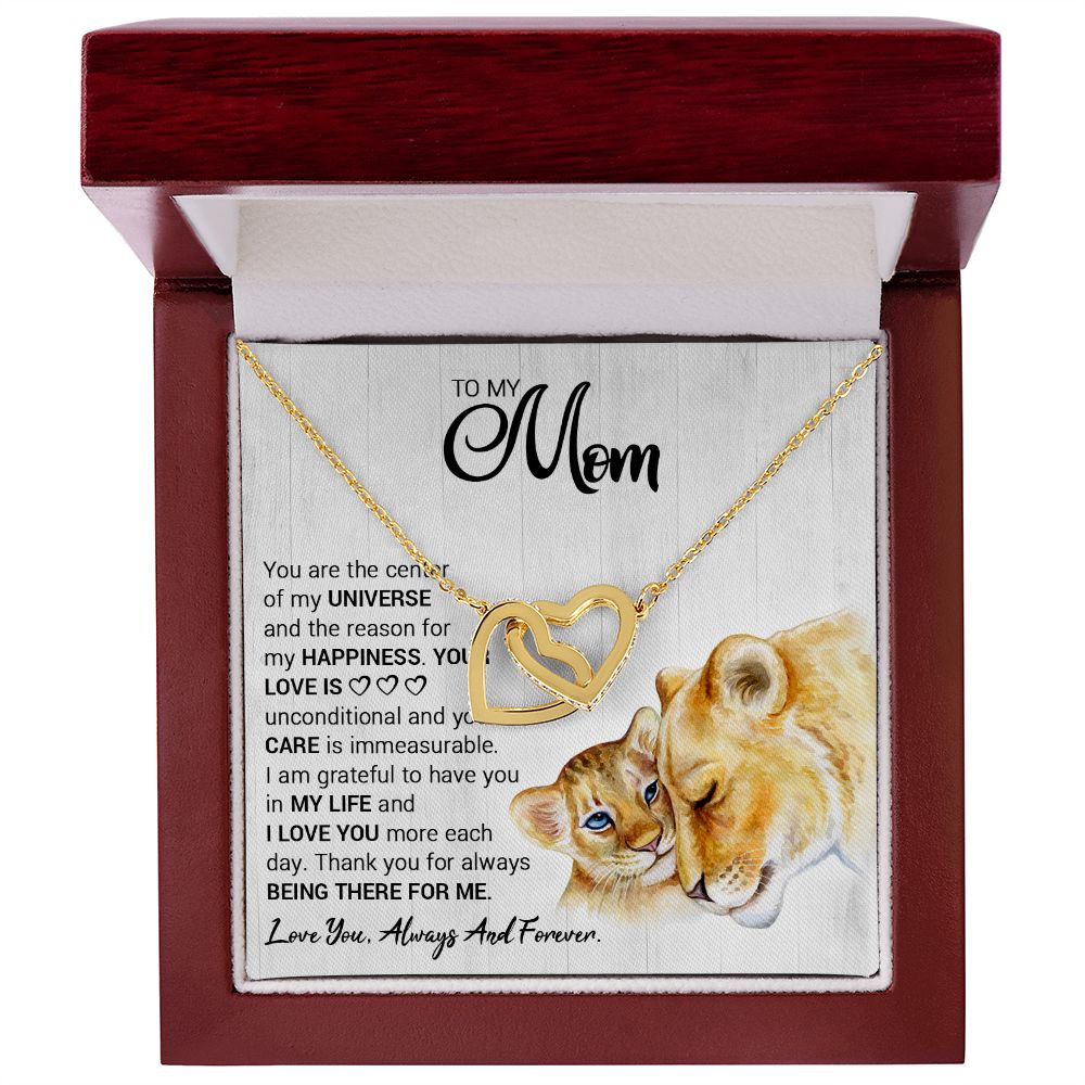 Mom Lioness Universe Interlocking Hearts Necklace