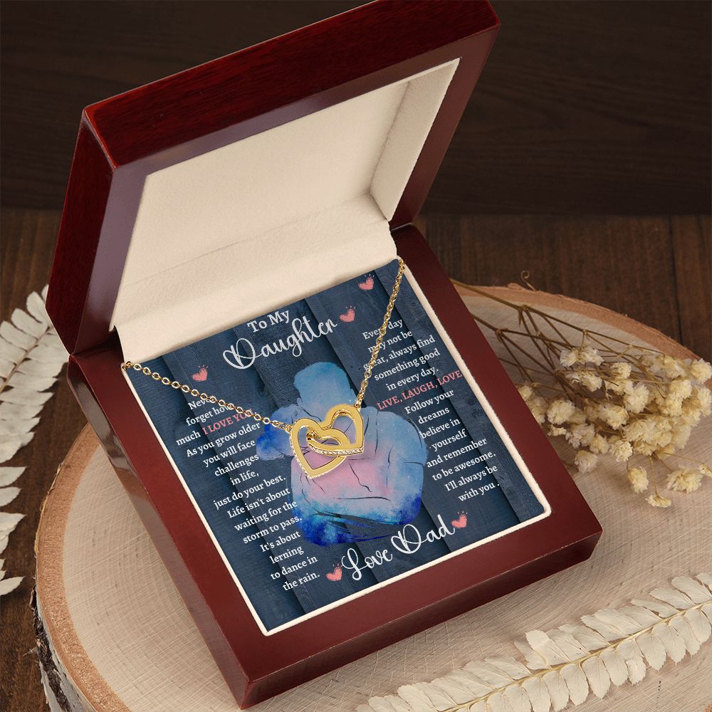 Dad Daughter Hug/ Interlocking Hearts Necklace