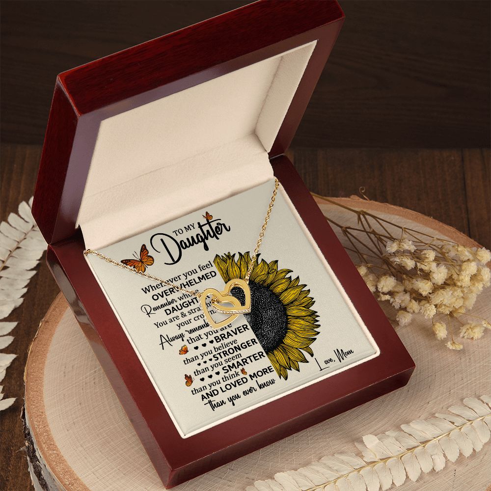 Daughter Sunflower Remember Interlocking Hearts Necklace