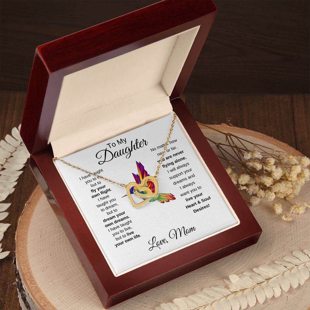 Daughter Hummingbird Soul Desires Interlocking Heart Necklace