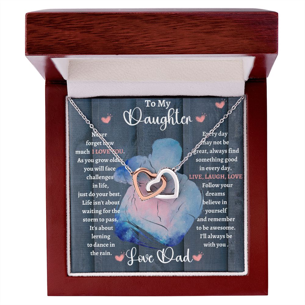 Dad Daughter Hug/ Interlocking Hearts Necklace