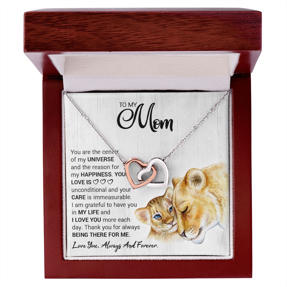 Mom Lioness Universe Interlocking Hearts Necklace