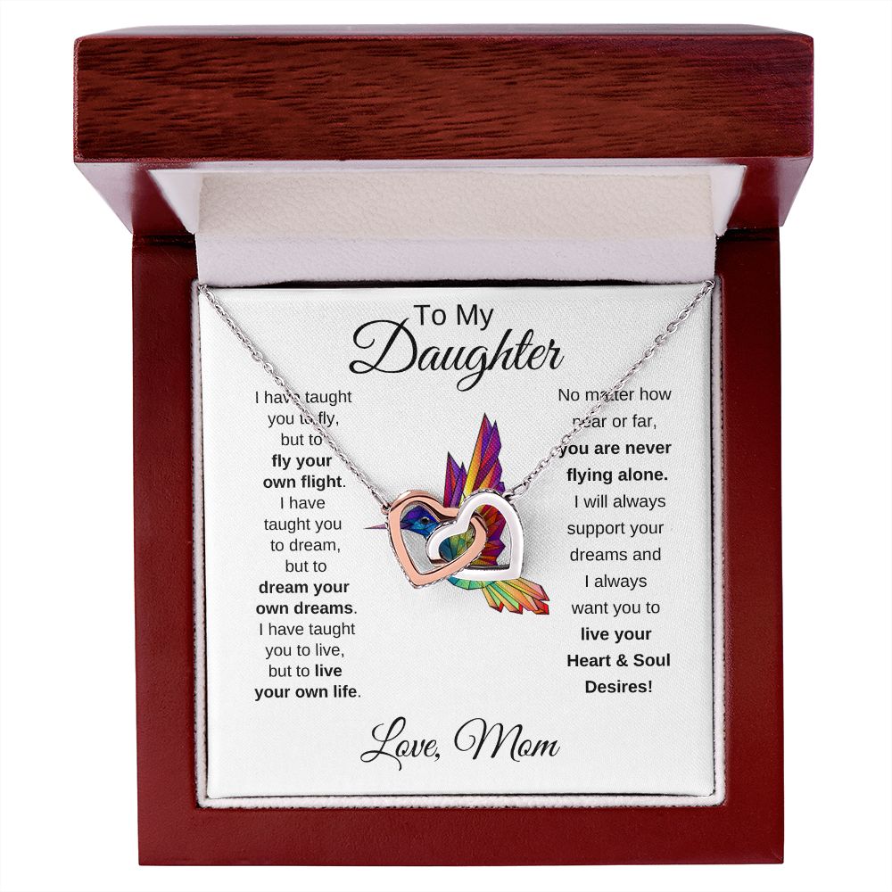 Daughter Hummingbird Soul Desires Interlocking Heart Necklace
