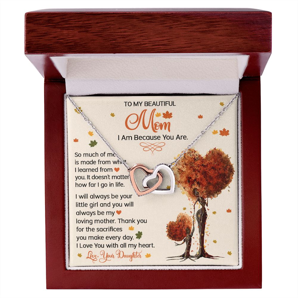 Mom Daughter I AM Interlocking Hearts Necklace