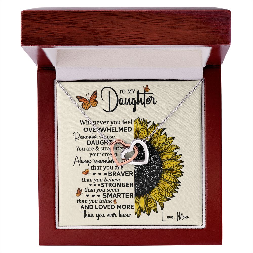 Daughter Sunflower Remember Interlocking Hearts Necklace