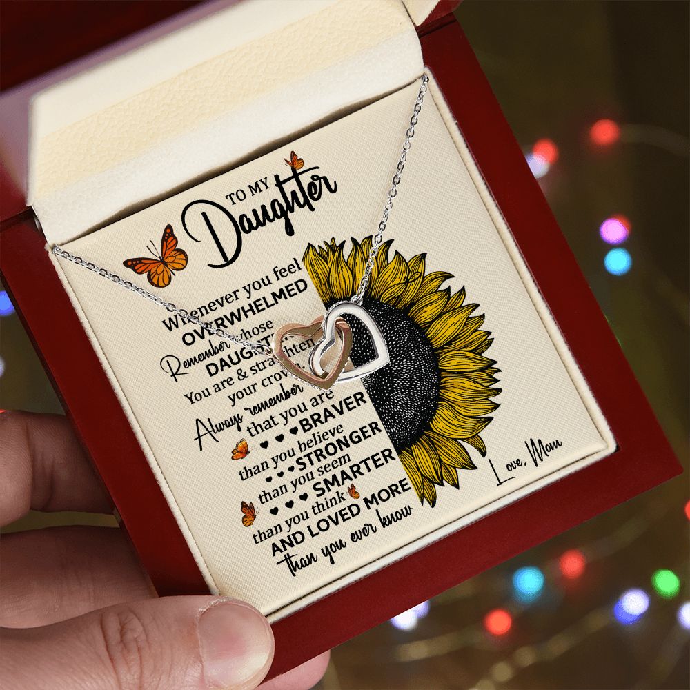 Daughter Sunflower Remember Interlocking Hearts Necklace