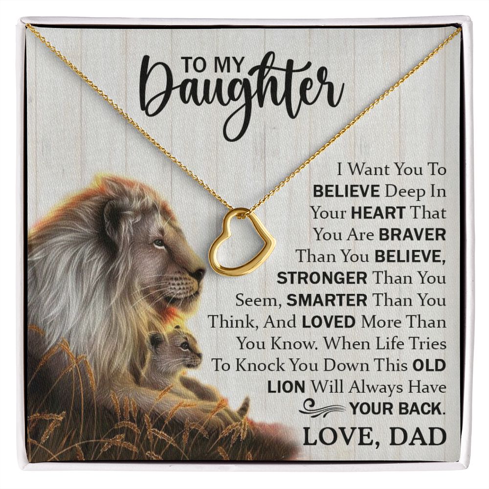 Daughter Dad Old Lion Believe Delicate Heart Necklace