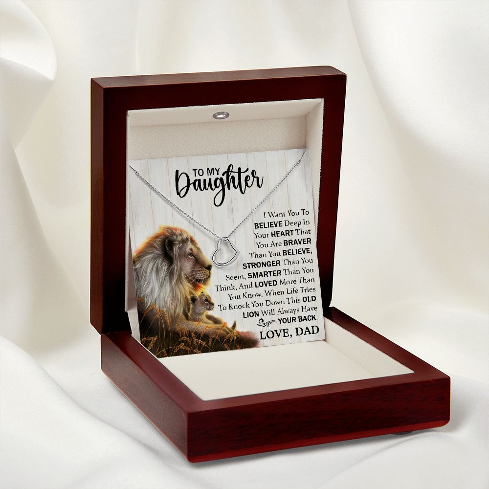 Daughter Dad Old Lion Believe Delicate Heart Necklace
