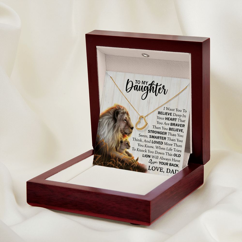 Daughter Dad Old Lion Believe Delicate Heart Necklace