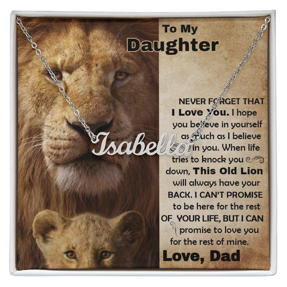 Daughter Old Lion Custom Name Necklace