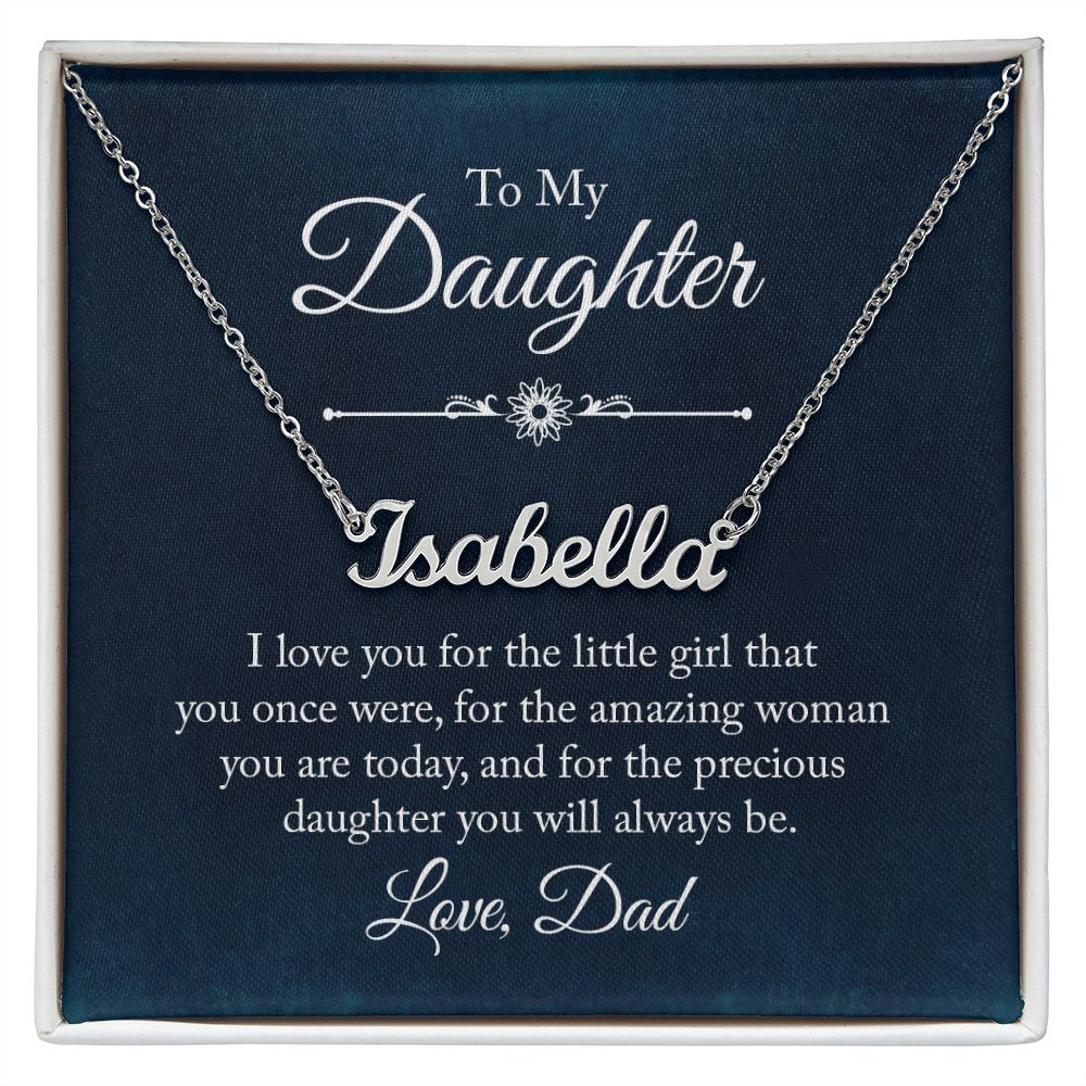 Daughter Dad Blue Customized Name Necklace