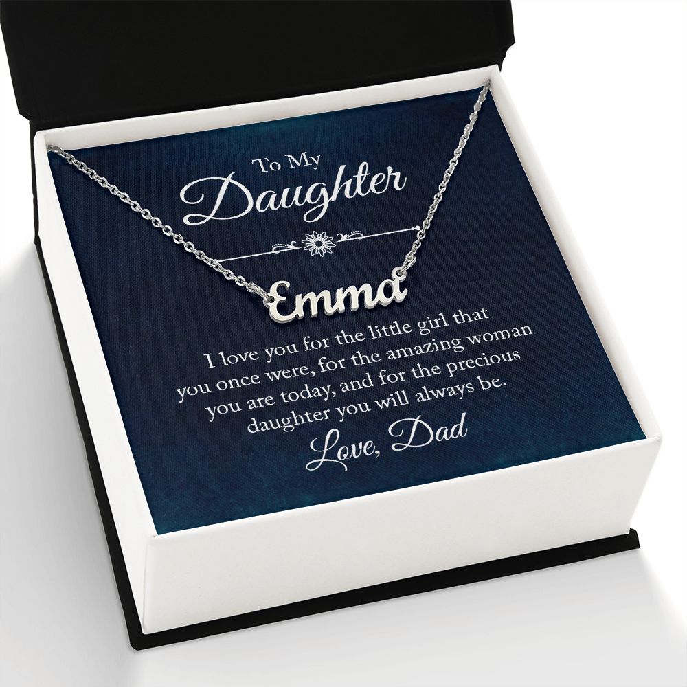 Daughter Dad Blue Customized Name Necklace