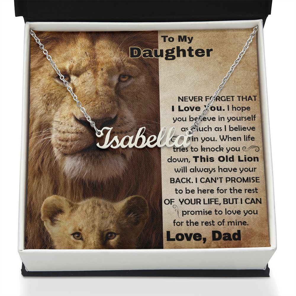 Daughter Old Lion Custom Name Necklace