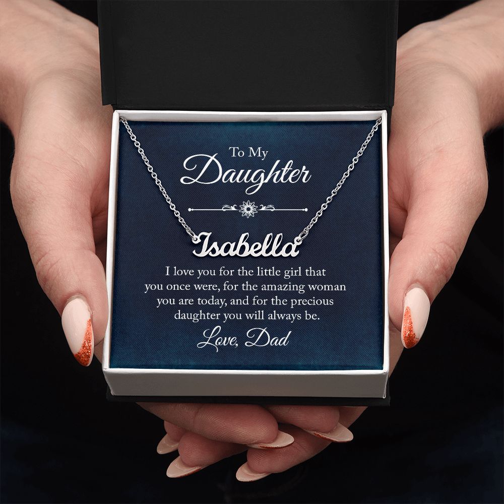 Daughter Dad Blue Customized Name Necklace