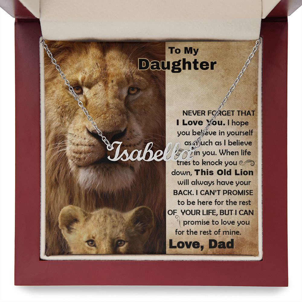 Daughter Old Lion Custom Name Necklace