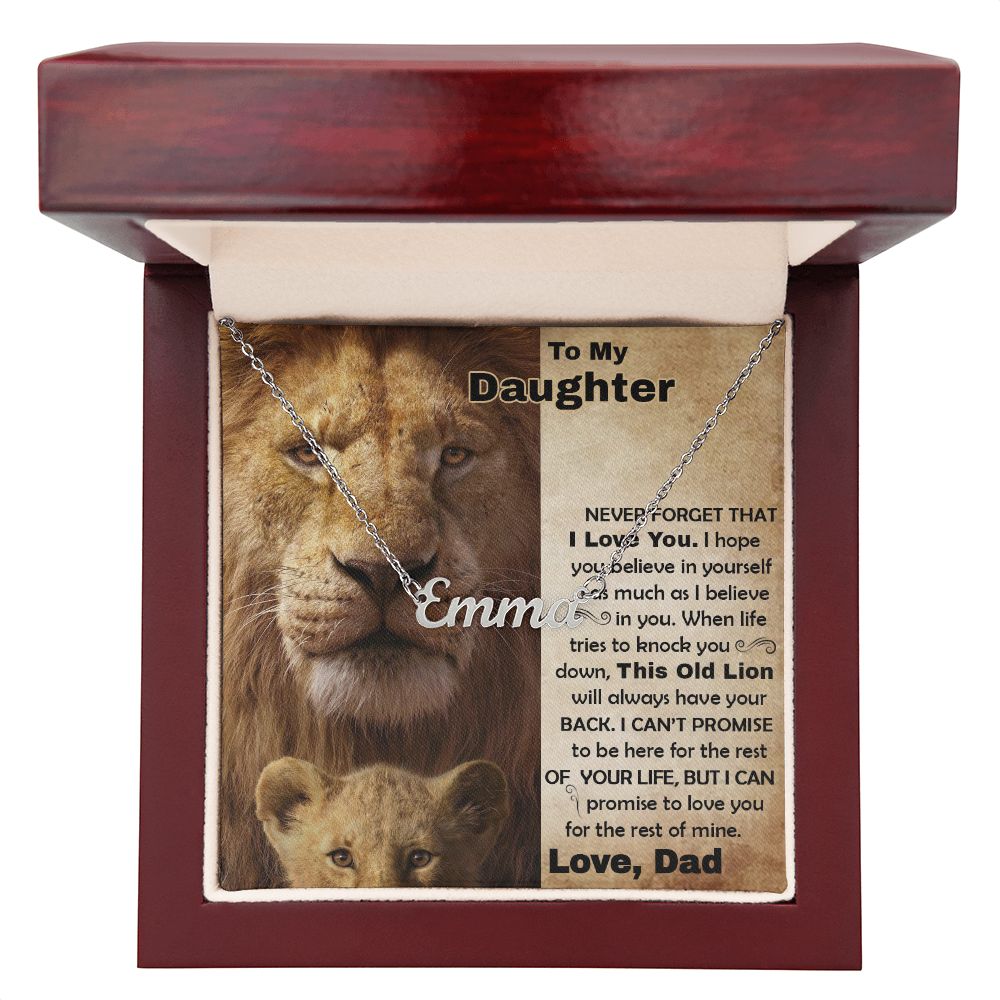 Daughter Old Lion Custom Name Necklace