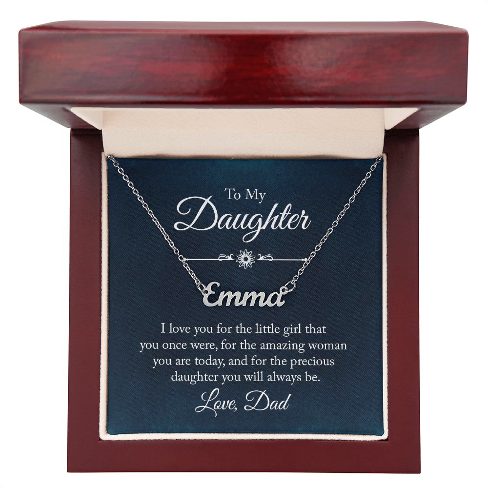 Daughter Dad Blue Customized Name Necklace
