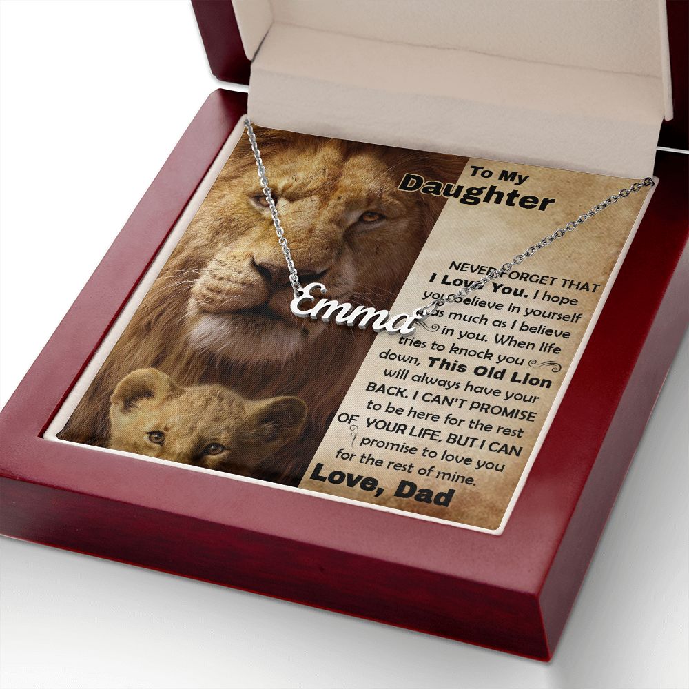 Daughter Old Lion Custom Name Necklace