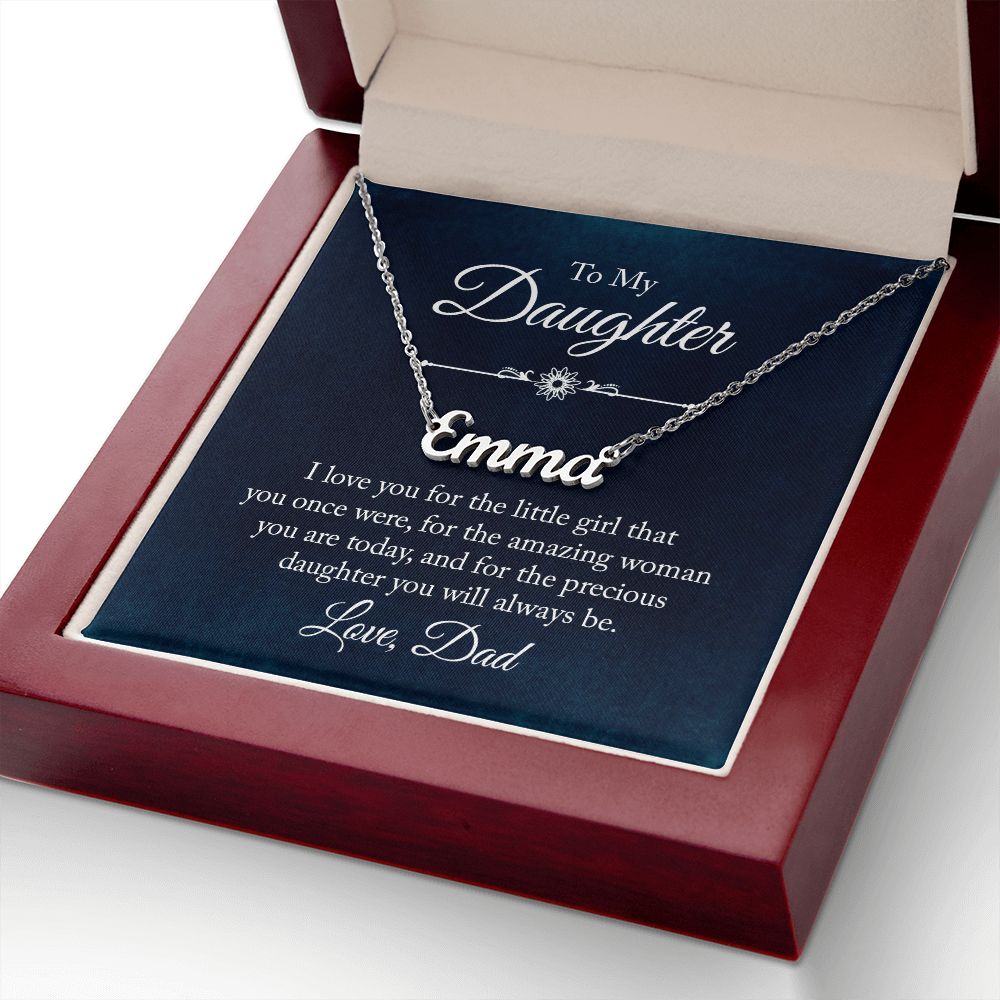 Daughter Dad Blue Customized Name Necklace