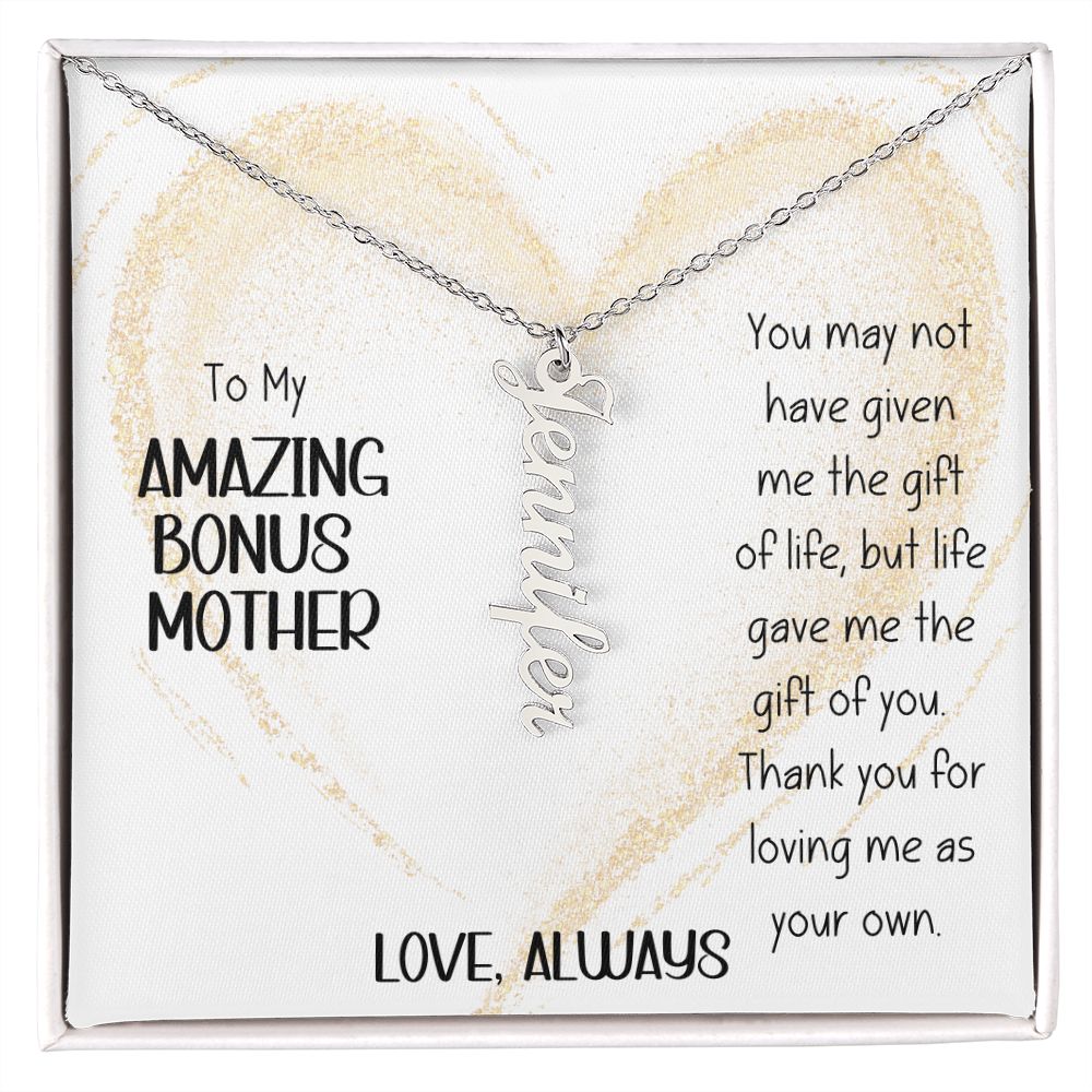Amazing Bonus Mother Gold Heart Vertical Name Necklace