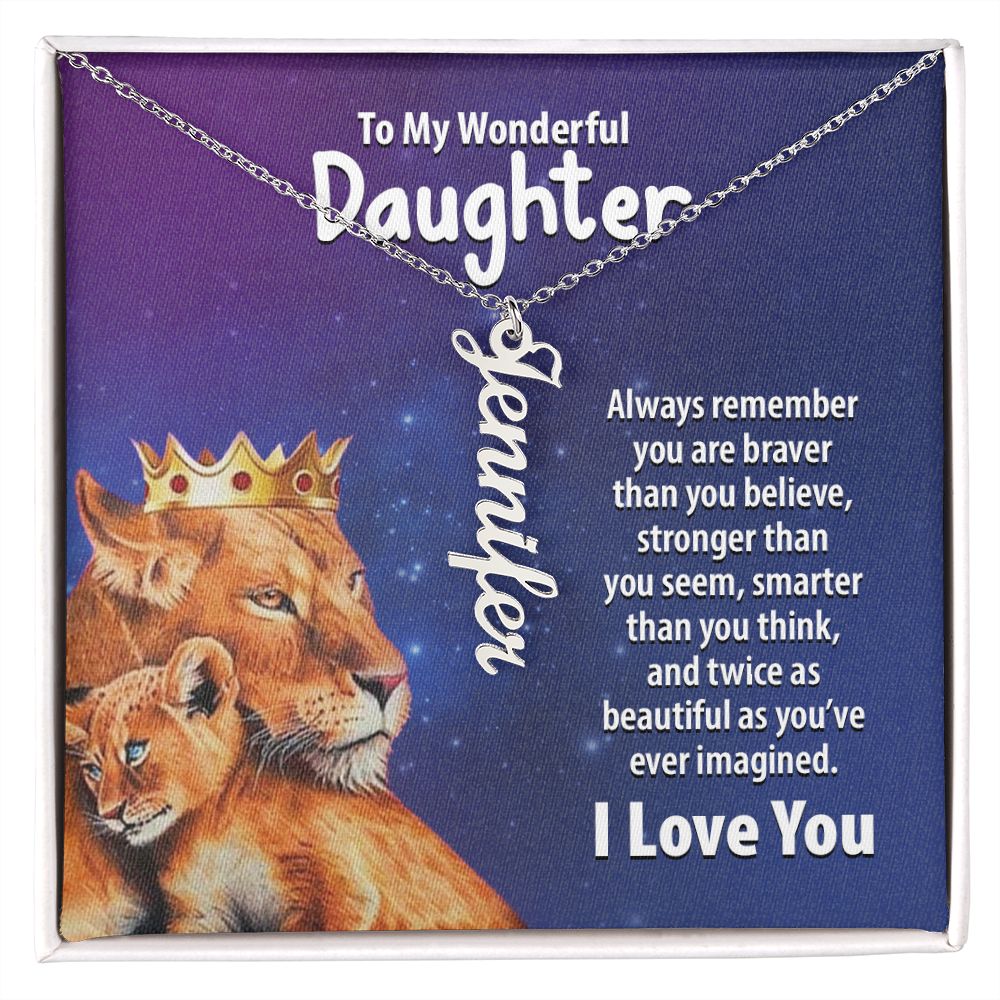 Wonderful Daughter Vertical Name Necklace