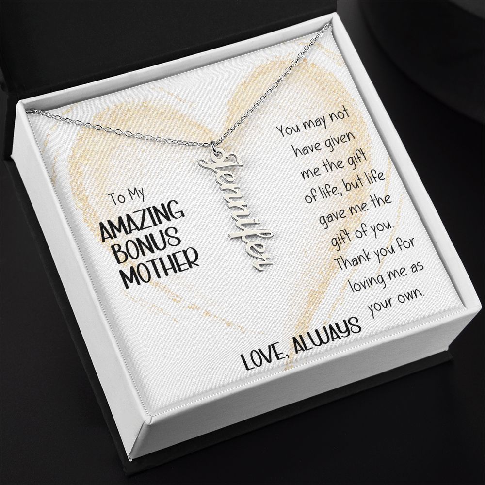 Amazing Bonus Mother Gold Heart Vertical Name Necklace