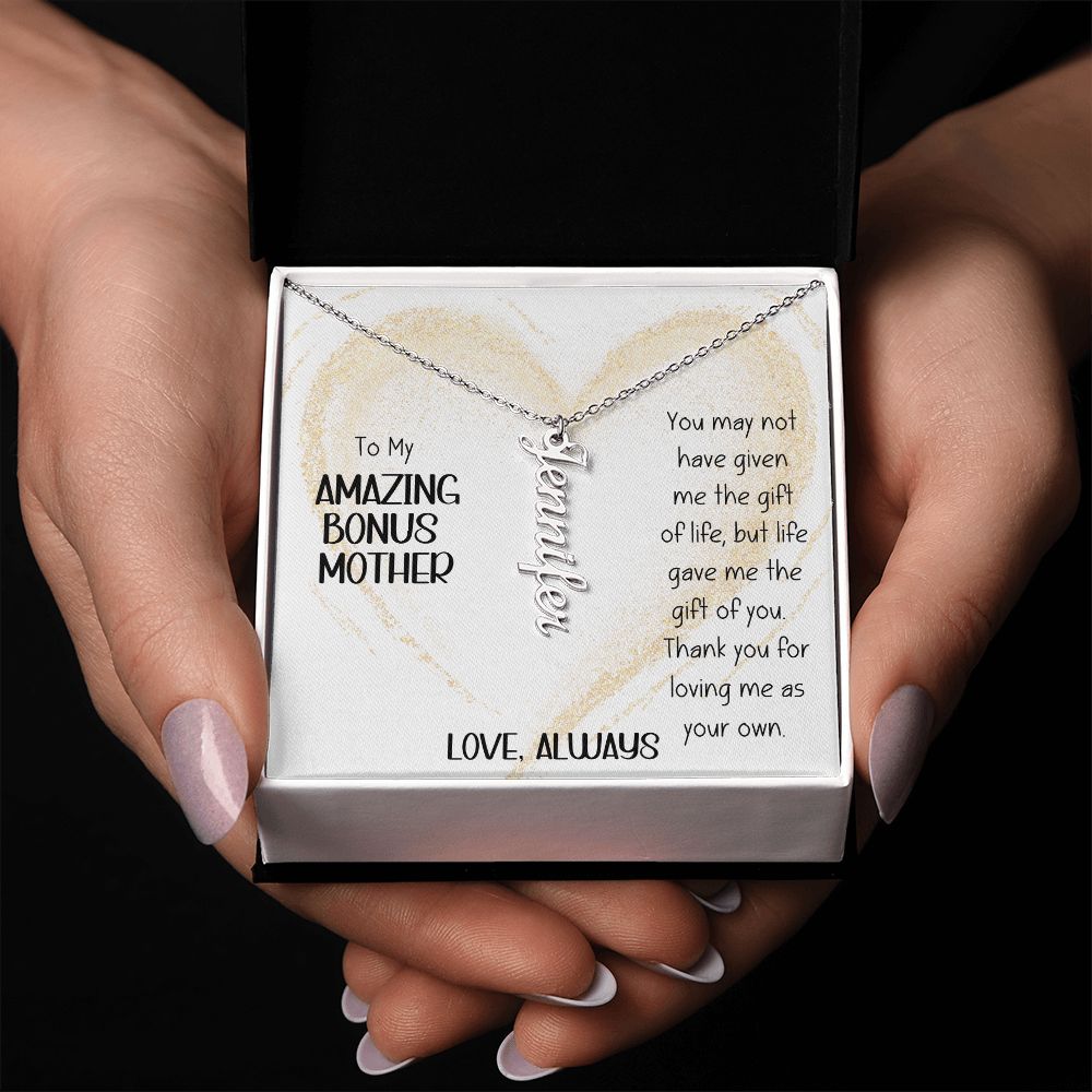 Amazing Bonus Mother Gold Heart Vertical Name Necklace
