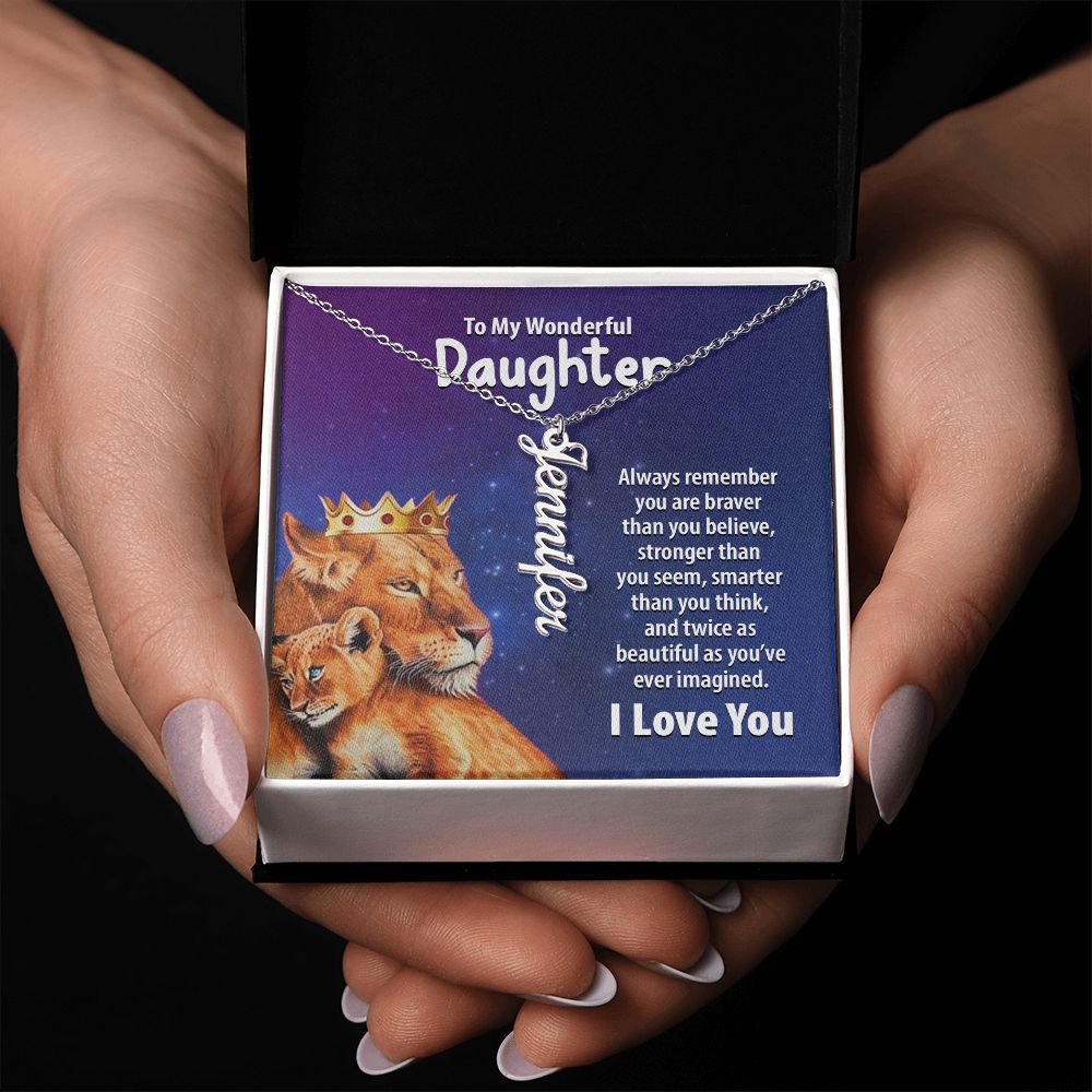 Wonderful Daughter Vertical Name Necklace