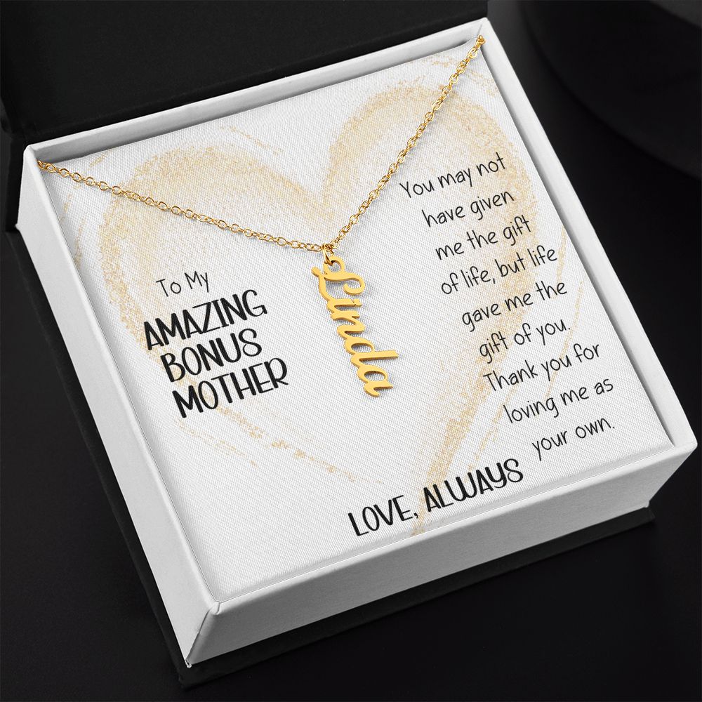 Amazing Bonus Mother Gold Heart Vertical Name Necklace