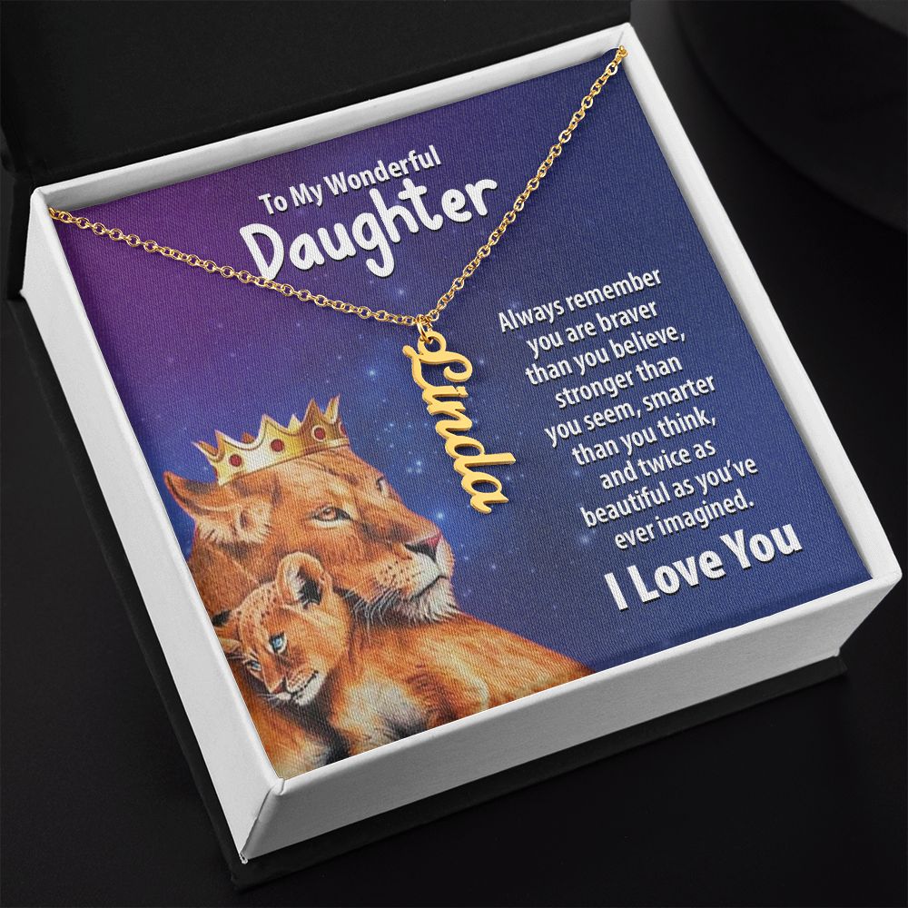 Wonderful Daughter Vertical Name Necklace