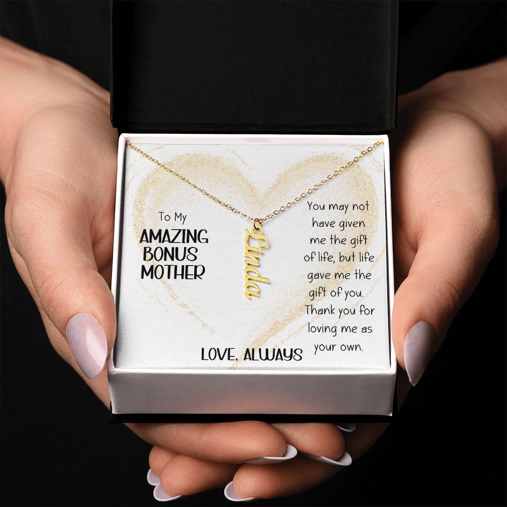 Amazing Bonus Mother Gold Heart Vertical Name Necklace