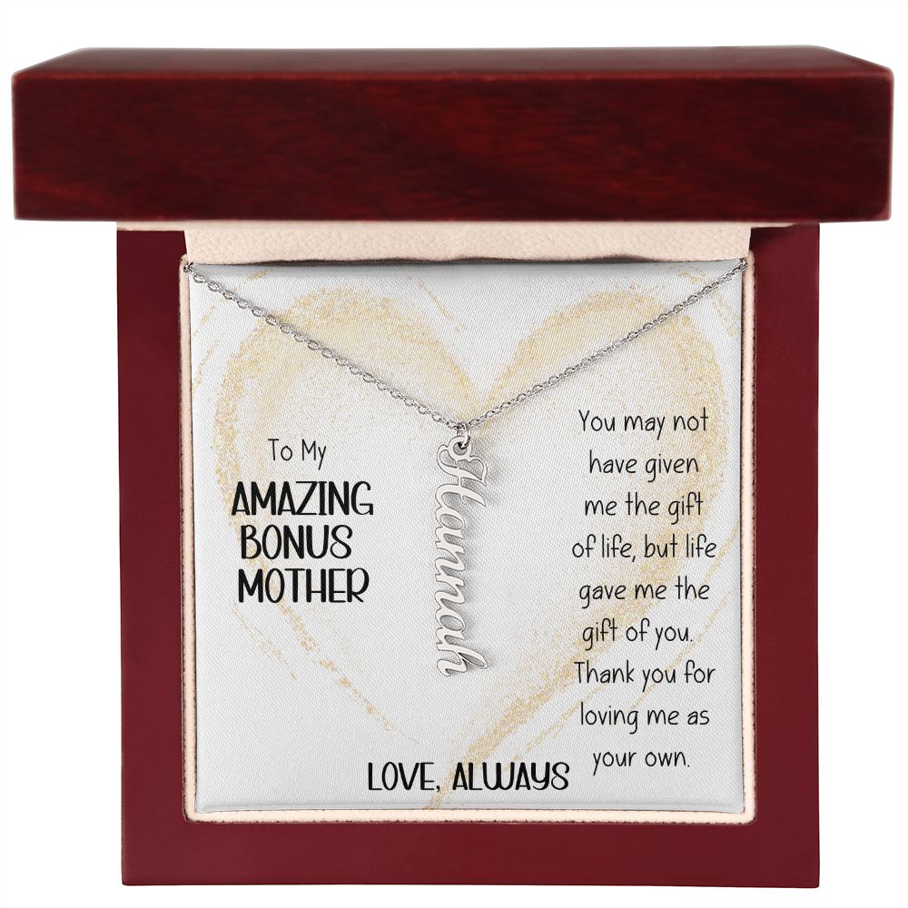 Amazing Bonus Mother Gold Heart Vertical Name Necklace