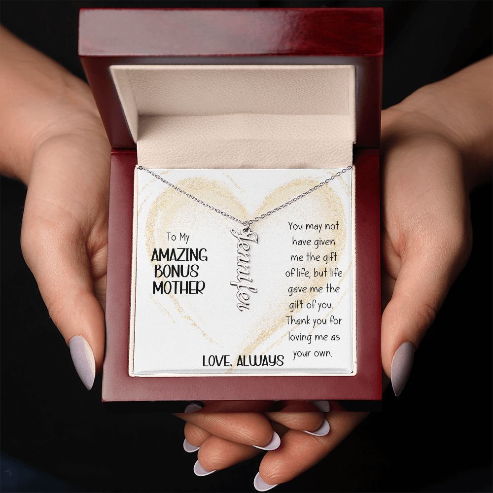 Amazing Bonus Mother Gold Heart Vertical Name Necklace